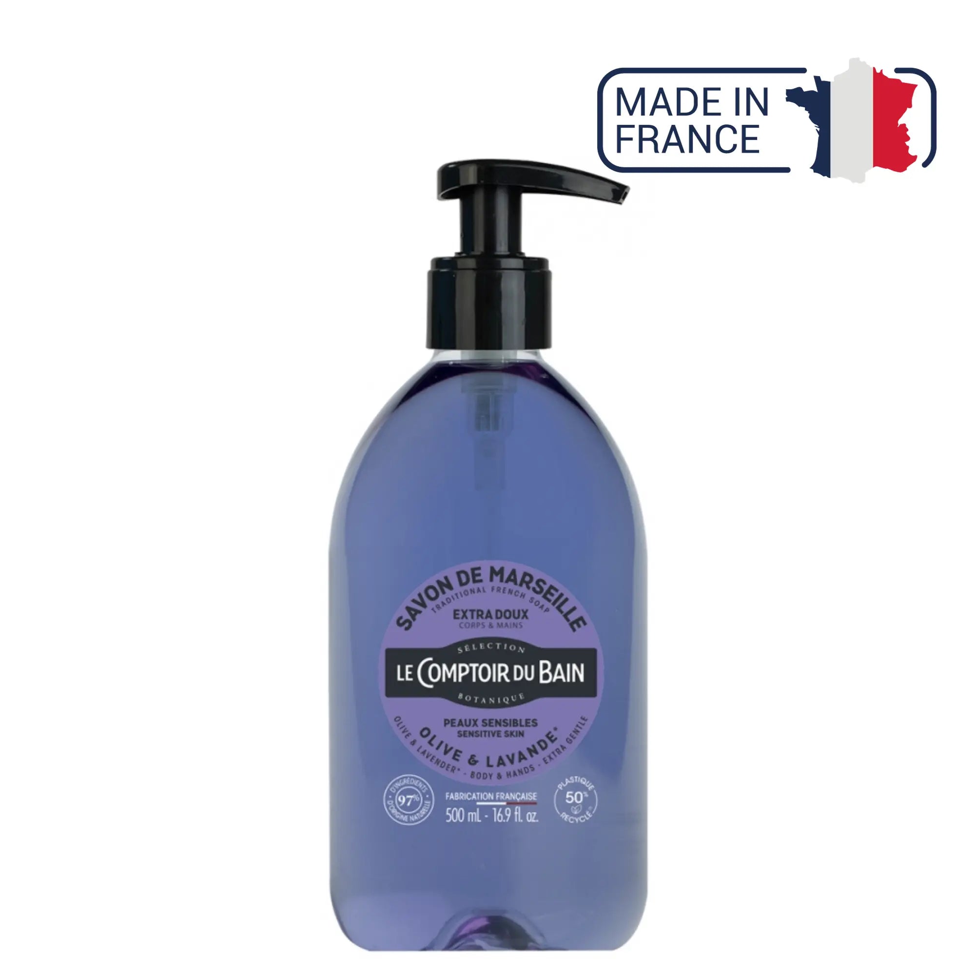 Jabón líquido de Marsella Oliva Lavanda - 500ml - Le Comptoir du Bain