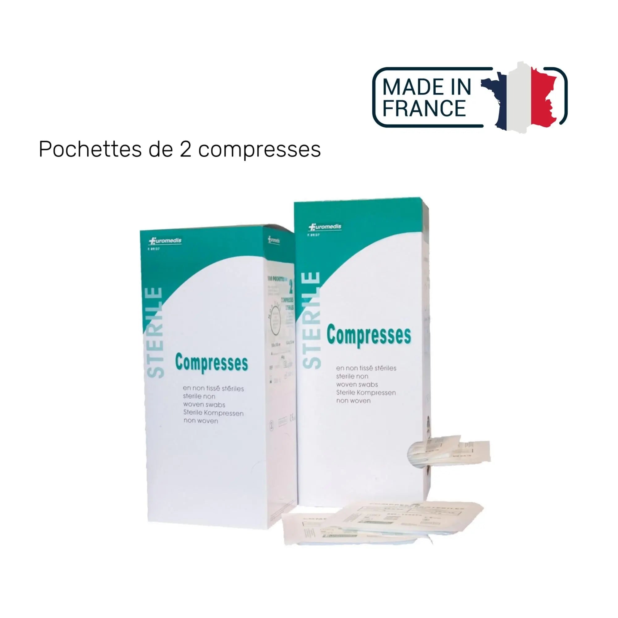 Compresse Non-tissée Stérile - 40g/m2 - Pochette de 2 compresses - Euromédis